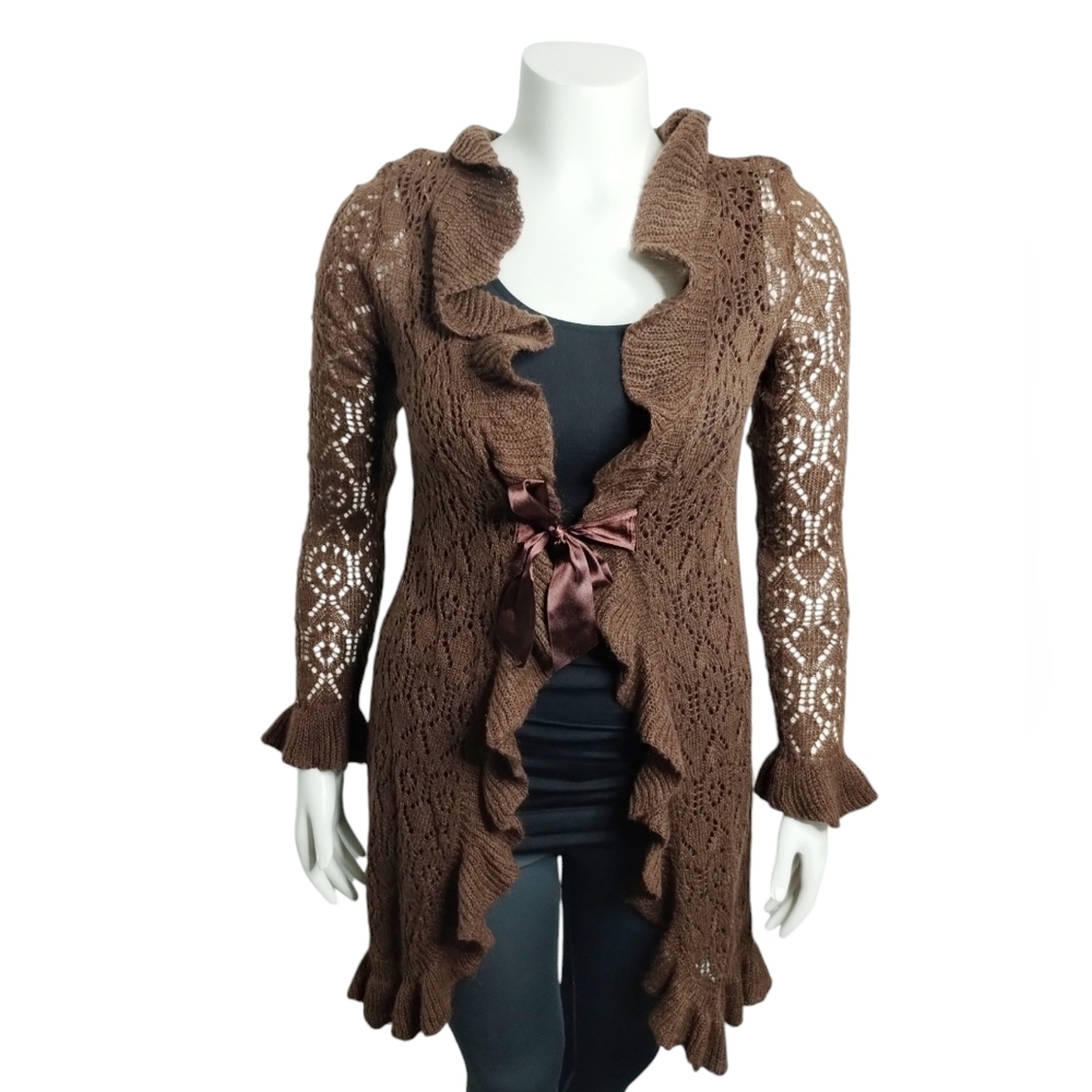 Y2K Next Era Couture Womens Size Small Crochet Fairycore Whimsy Hippie Cardigan